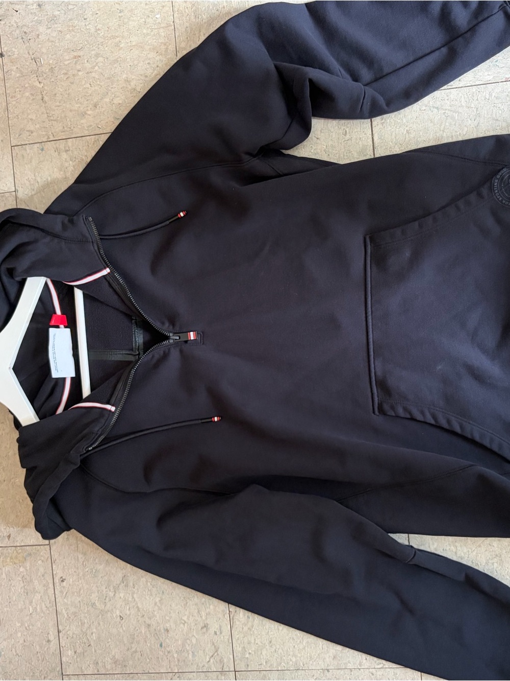 Wilson L Unisex Black Quarter-zip sweatshirt with Subtle Red Trim